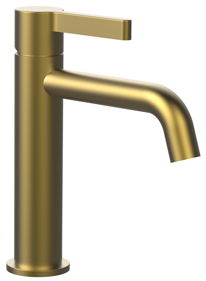 Sapho Iconic wastafelkraan met gebogen uitloop 19cm goud mat