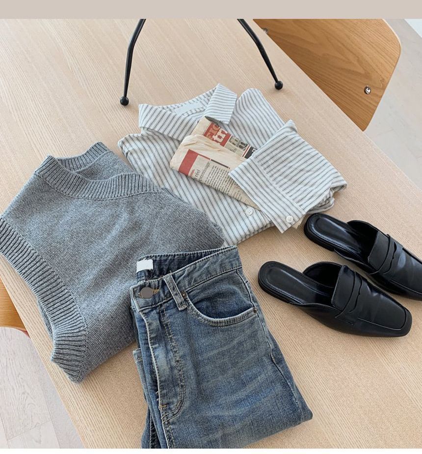 Brigitte - Gestreept shirt / V-hals trui vest