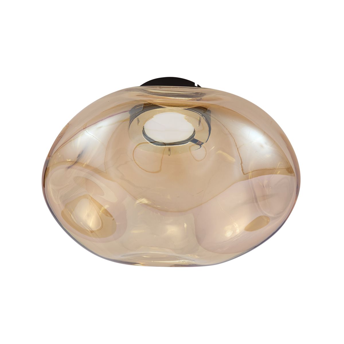 Design plafondlamp zwart met amber glas - Gemma