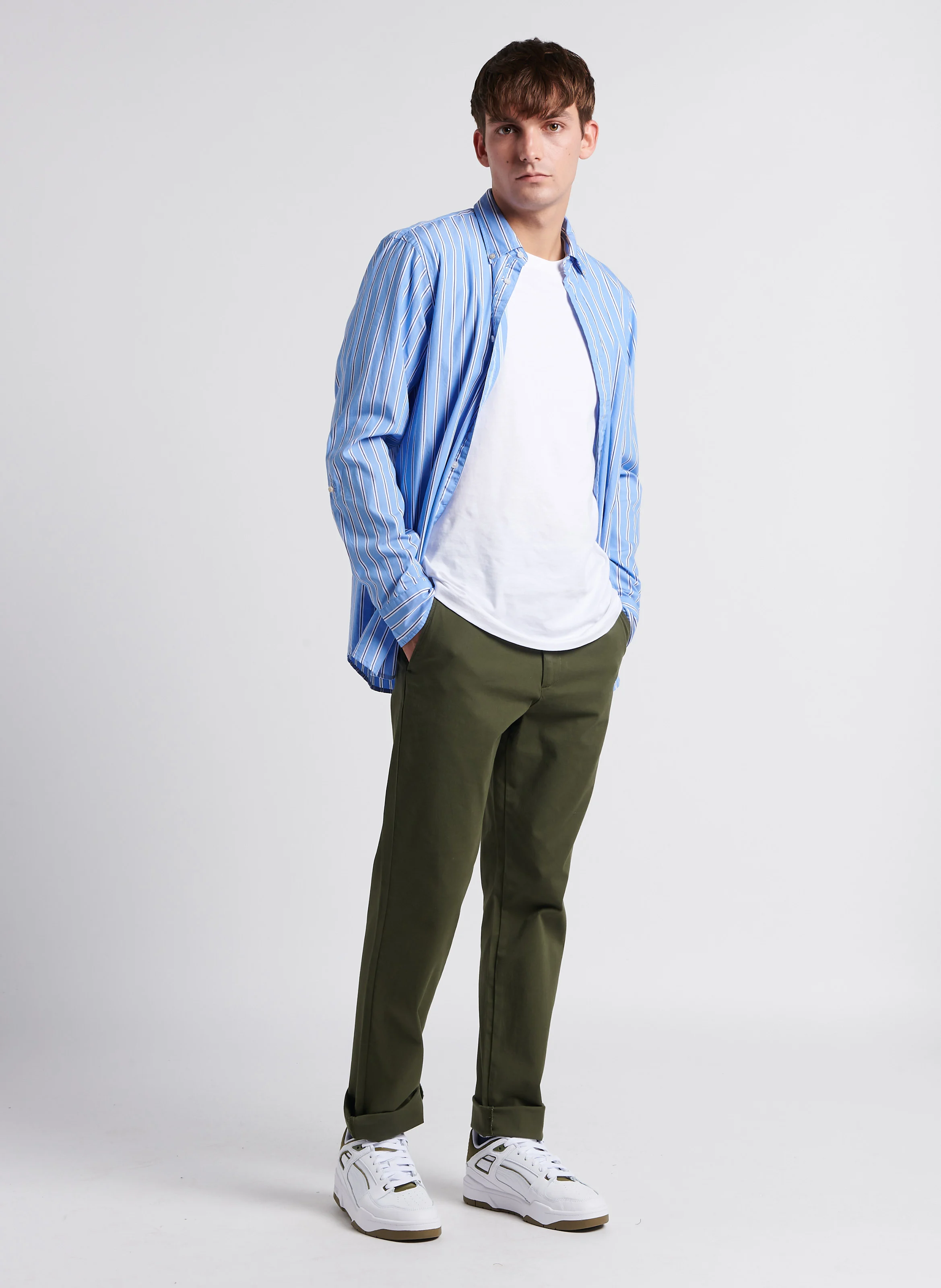 Chemise col américain en coton | Bleu