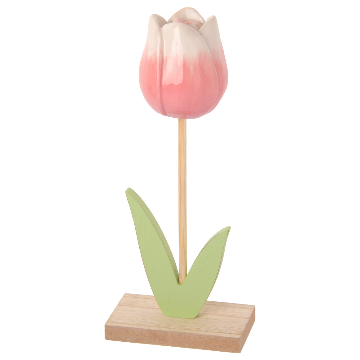 My Home Deko-Aufsteller Tulpe mit Keramik-Blüte hellrosa / weiss