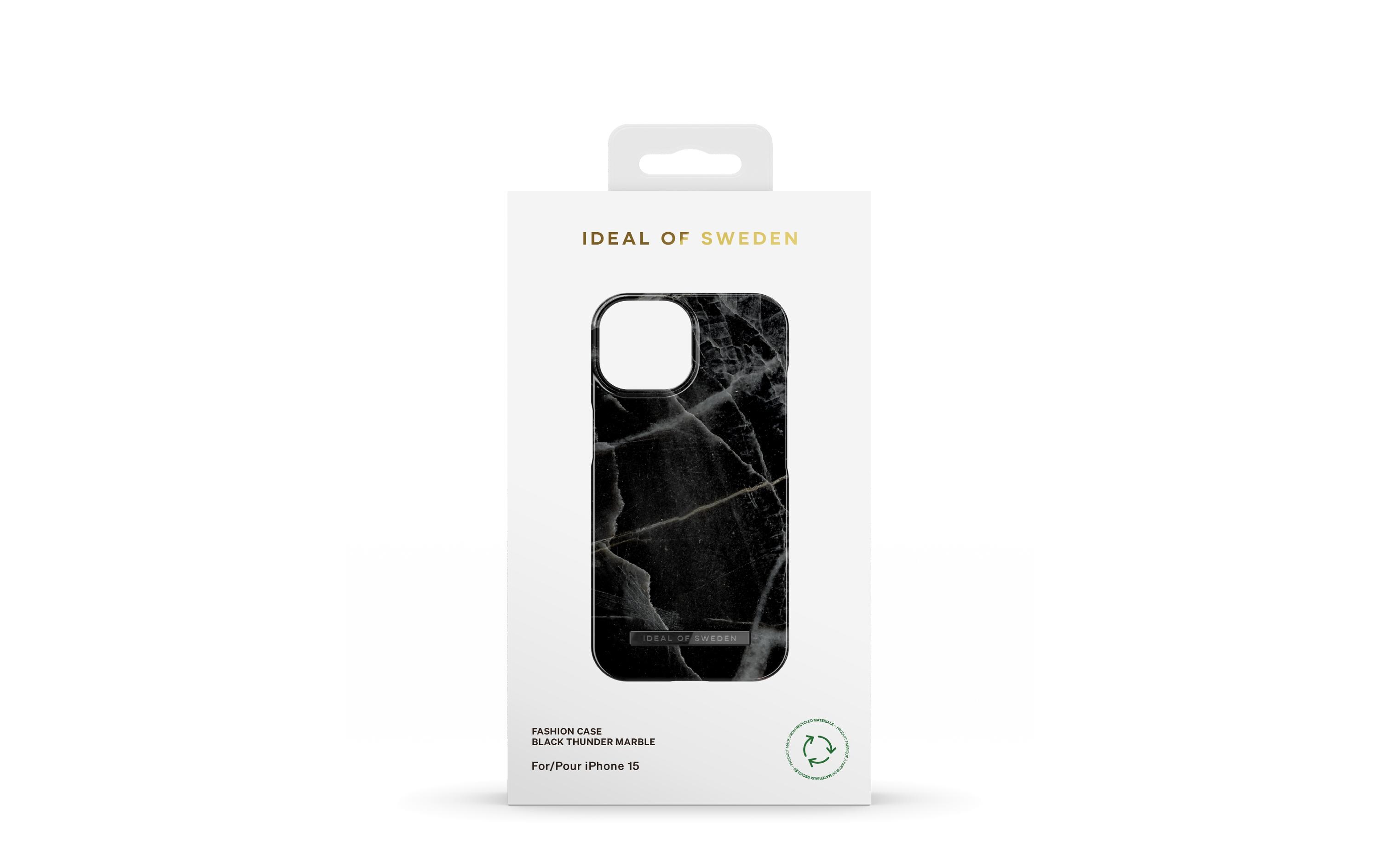 Back Cover Black Thunder Marble iPhone 15Polycarbonat-Backcover im Marmor-Look für das Apple iPhone 15