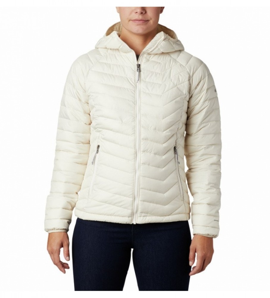 Casaco com capuz Columbia Powder Lite para meninos, branco