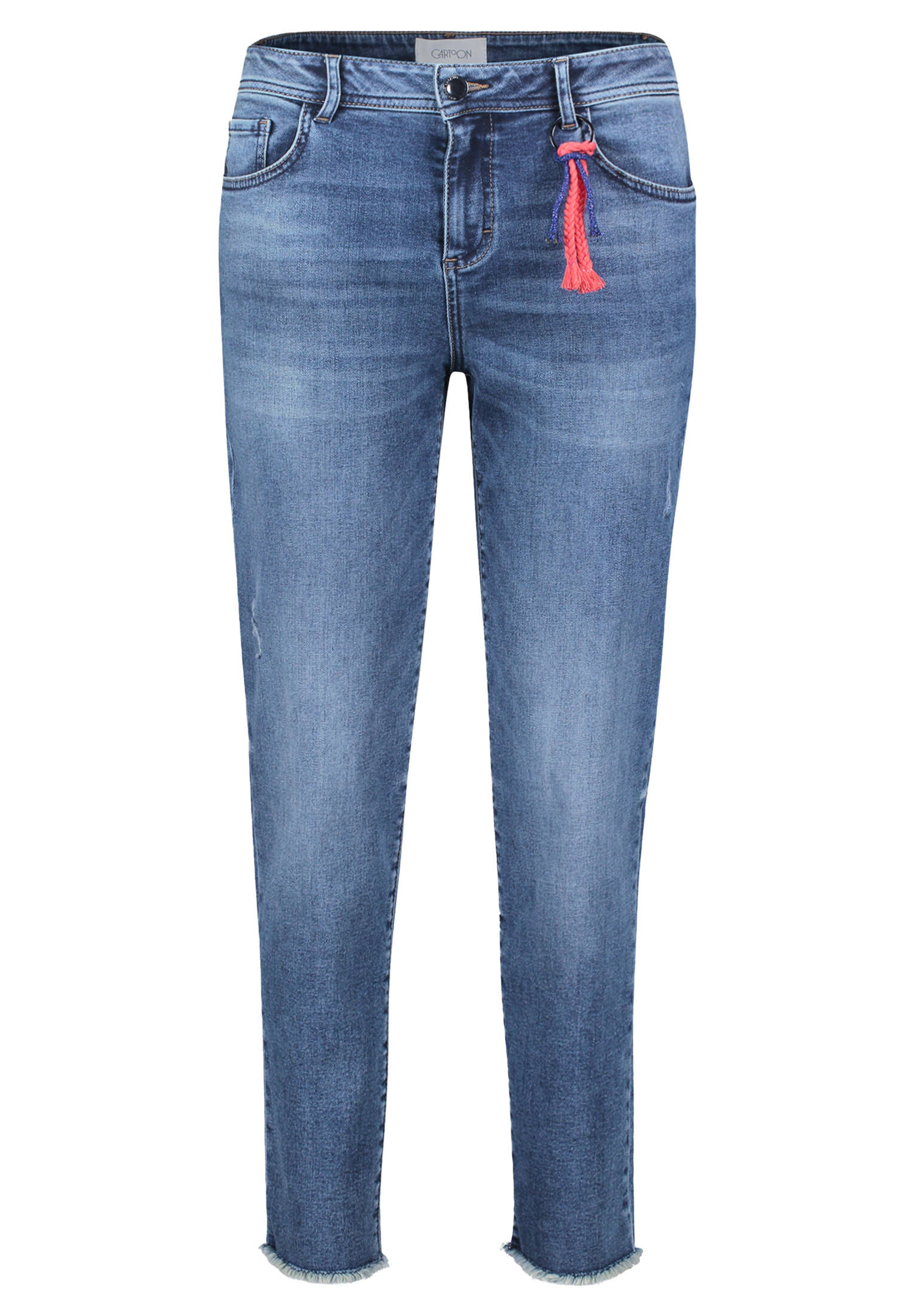 Cartoon| Damen Used Look-Jeans mit verkürztem Bein