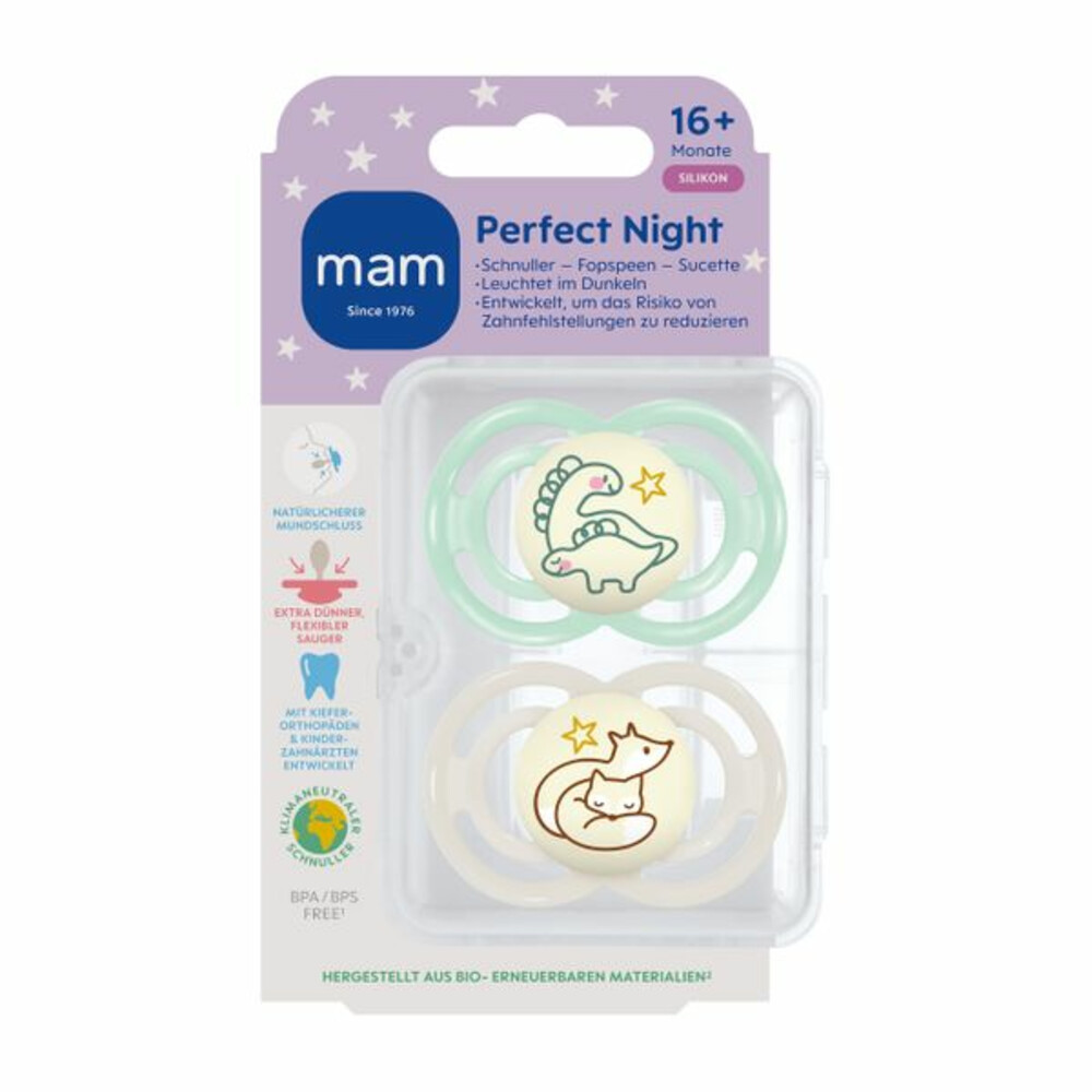 MAM Fopspeen Perfect Night Silikon 16+ mnd Universeel2 stuks