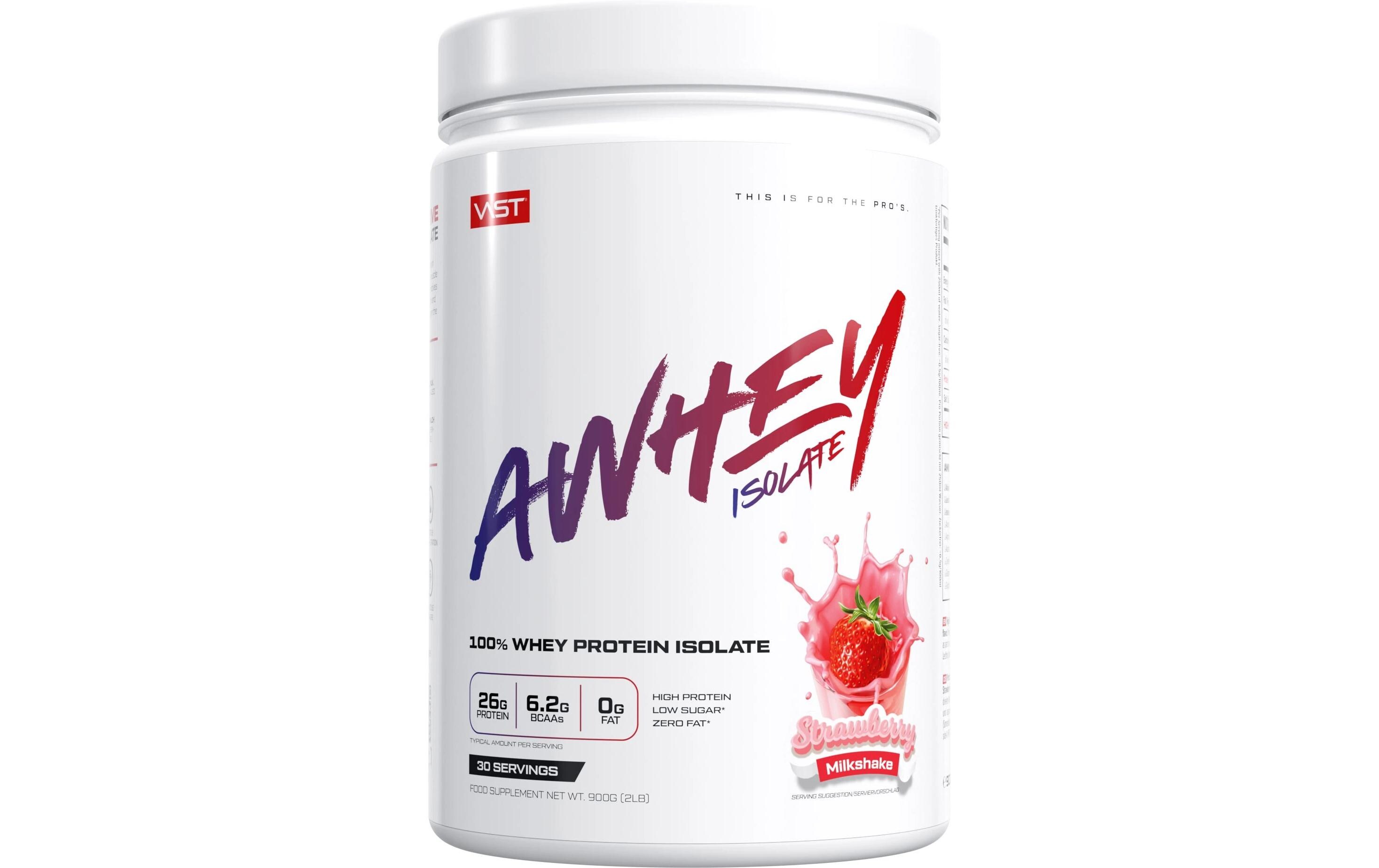 Pulver AWhey Isolate Dose: 900g, Strawberry MilkshakeProteingetränk