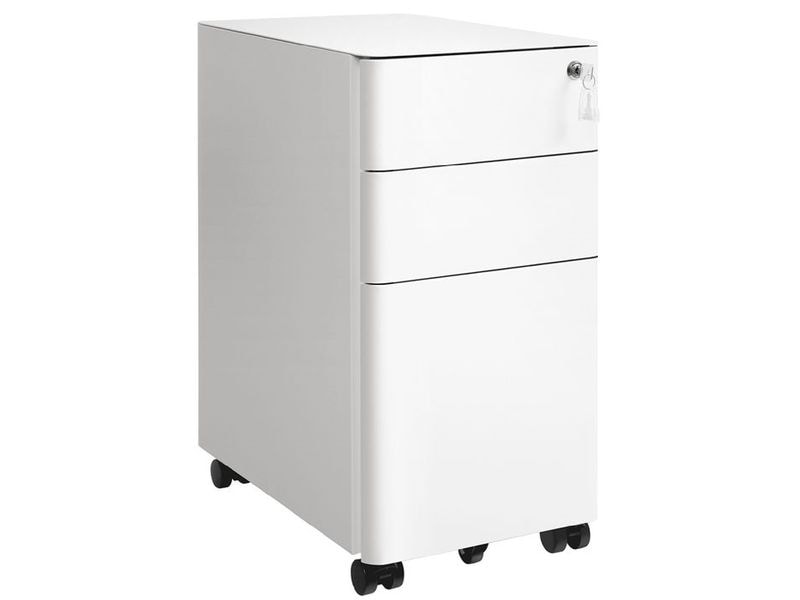 Songmics Multifunktionswagen OFC030W01 Weiss Rollcontainer aus Metall mit 3 Schubladen