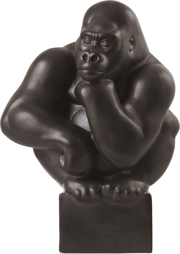 Royal Copenhagen Gorilla figur, graphite, 39 cm. Sort