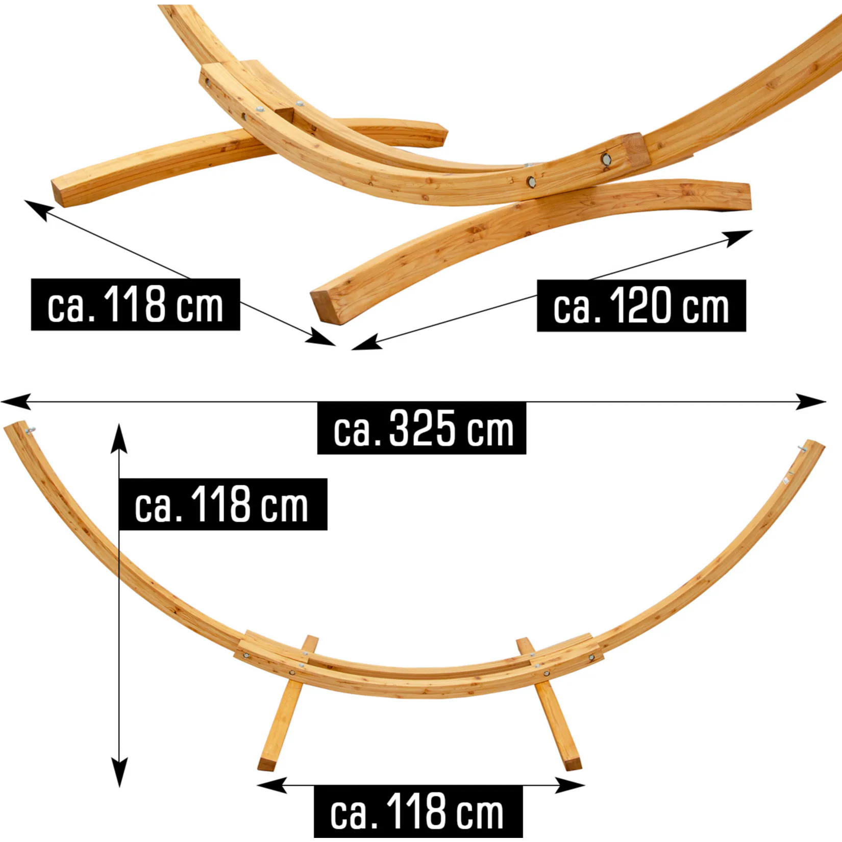 XXL Hängematte mit Gestell - 325 cm Hängemattengestell Holz mit Stabhängematte