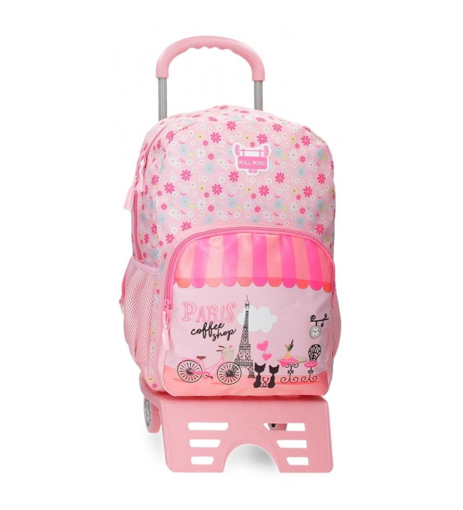 Mochila Roll Road 42cm Roll Road Coffee shop com carro rosa