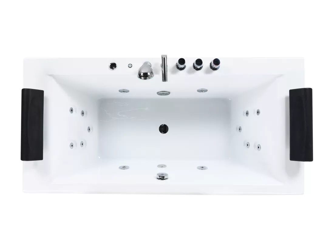 Baignoire balnéo blanche 172 x 83 cm avec LED MONTEGO