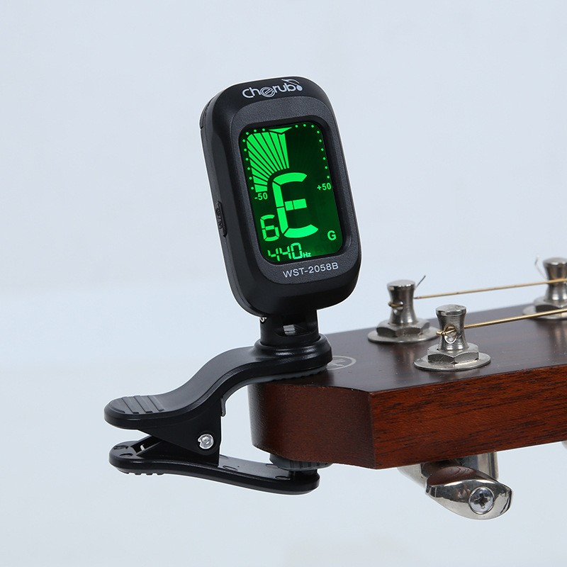 Elektronisches Instrumenten Stimmgerät Clip On Tuner mit LCD Display für Akustik Gitarren / Violine / Ukulele / Bass - Schwarz