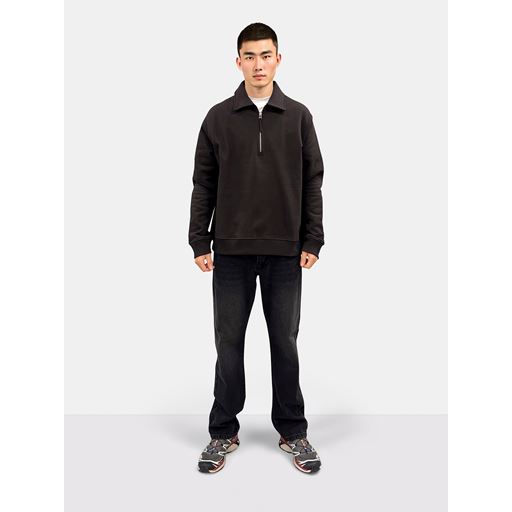 Woodbird Tom Zip Polo Sweatshirt, Brown, M