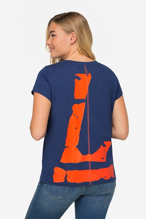 T-Shirt, Print, V-Ausschnitt, Halbarm, OEKO-TEX