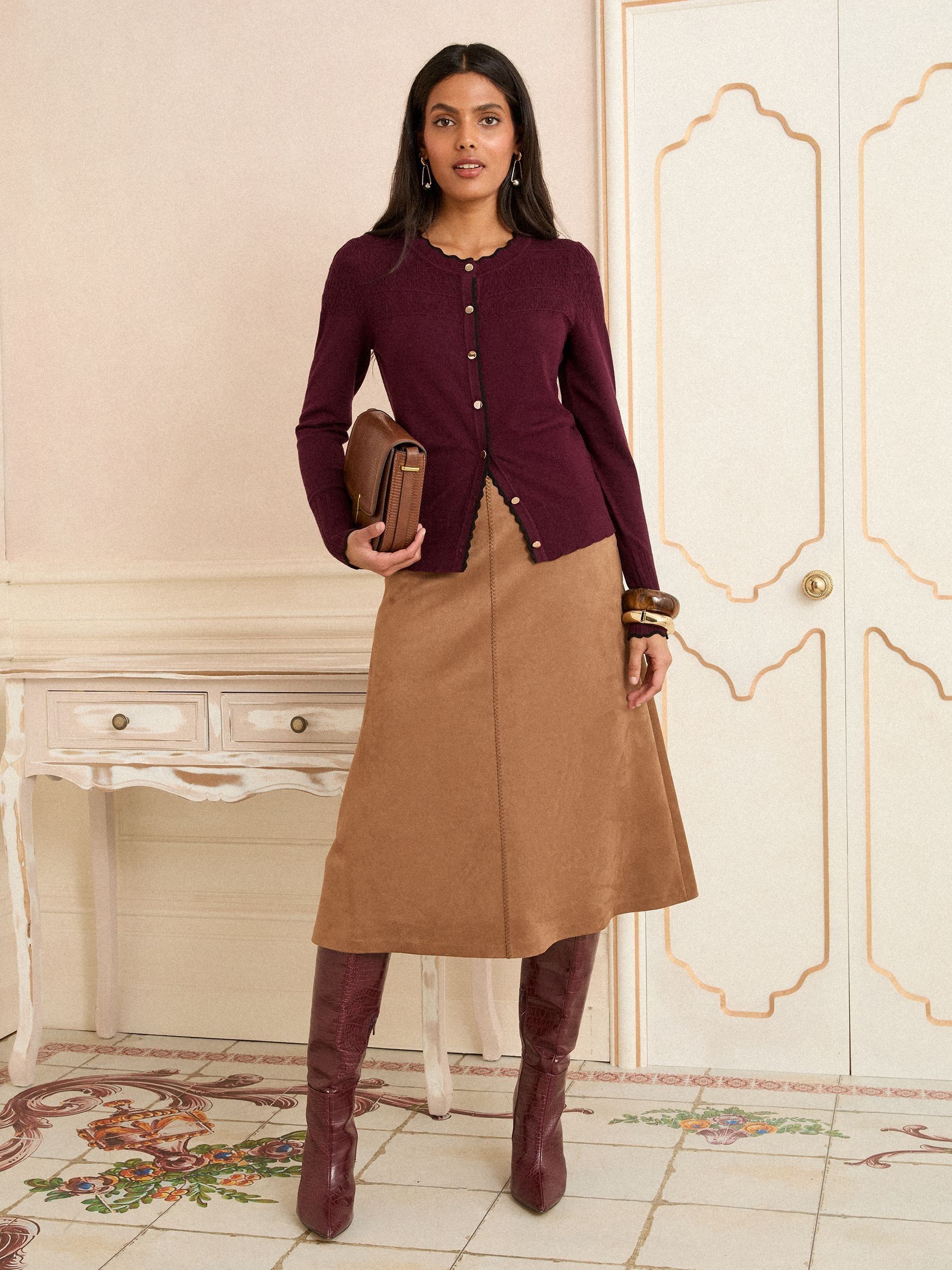 Berry Tipped Scallop - Love & Roses Knitted Cardigan
