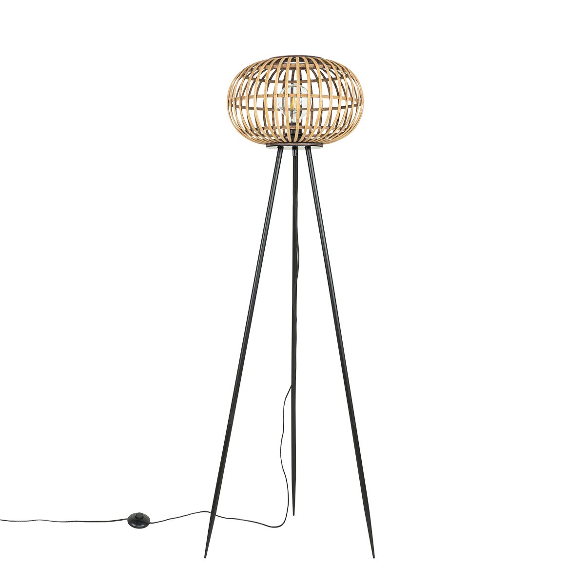 Oosterse tripod vloerlamp bamboe - Amira