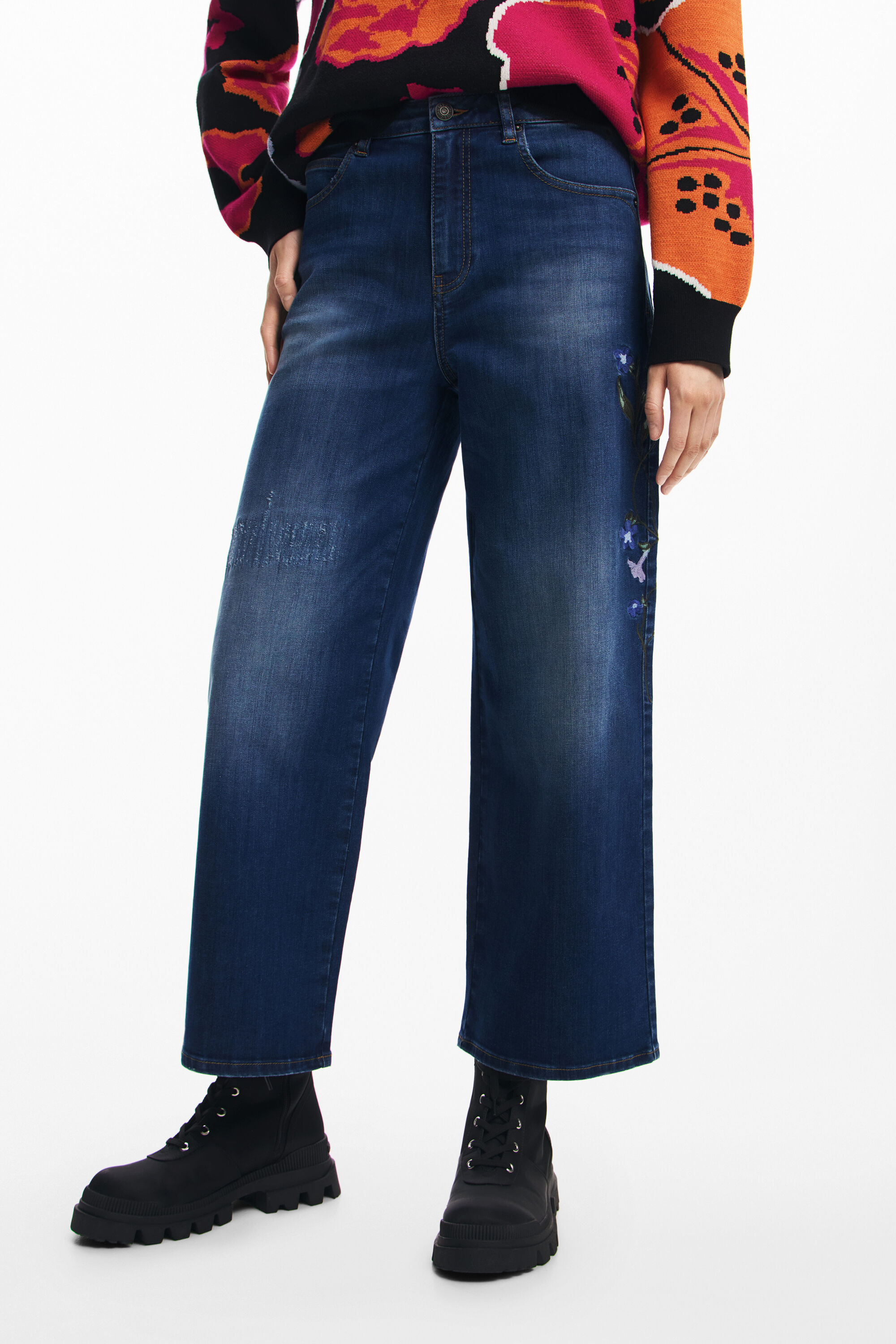 calça jeans culote