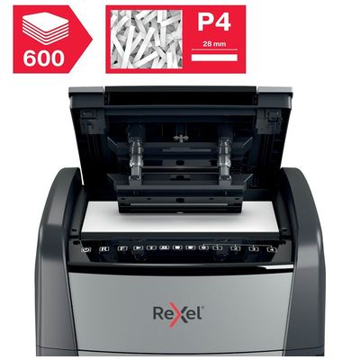 Rexel Optimum Auto+ 600X - destructeur de documents coupe croisée - 600 feuilles - Corbeille 110 litres