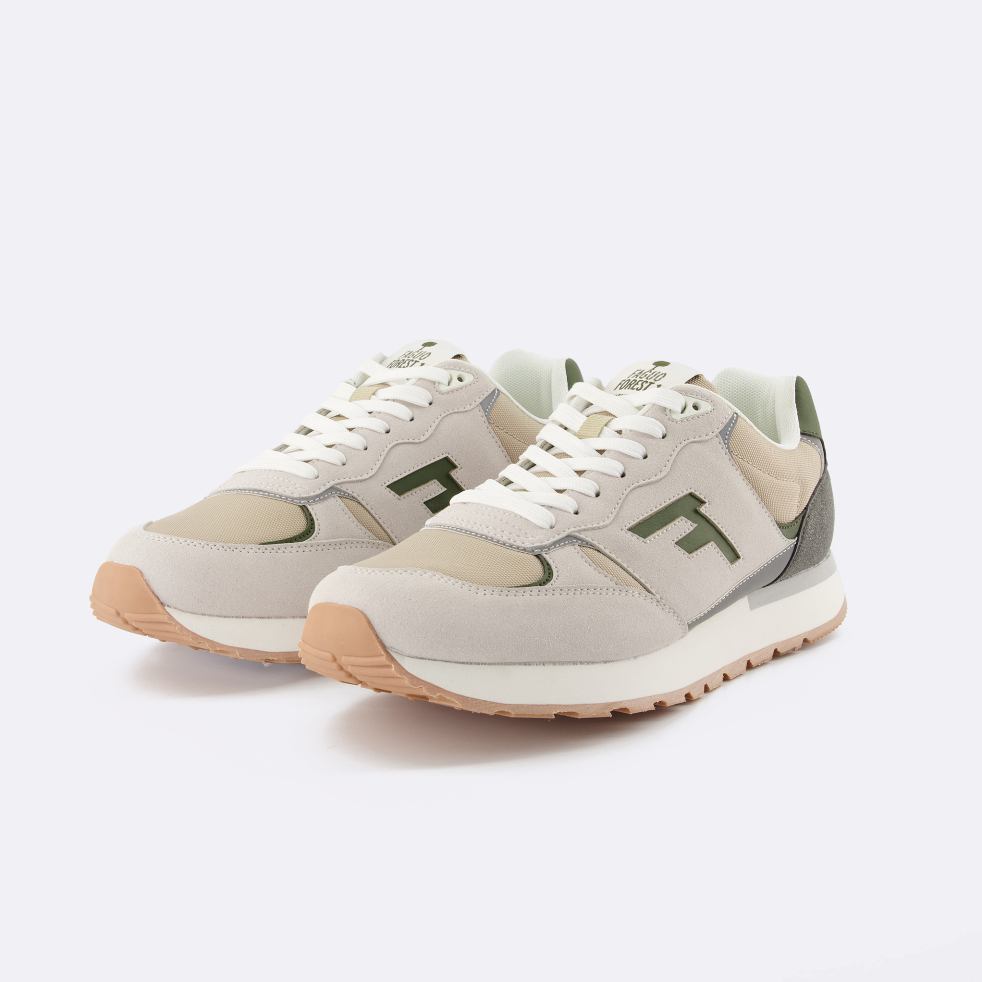 Runnings beige & grise végan en polyester recyclé et pu - modèle Forest 1