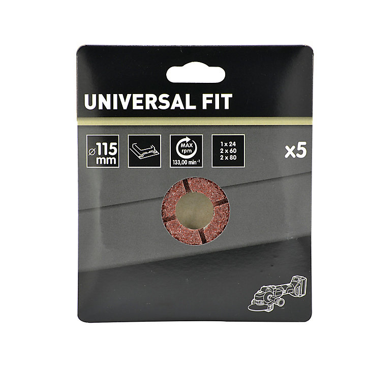 Disque abrasif Universal support meuleuse, ø115 mm - 5 pièces