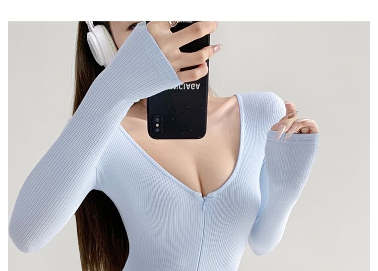 Shira - Romper met lange mouwen en diepe V-hals in 7 kleuren
