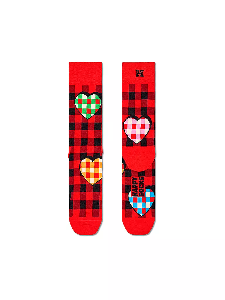 HAPPY SOCKS Herren Socken CHECKED HEART 41-46 red rot