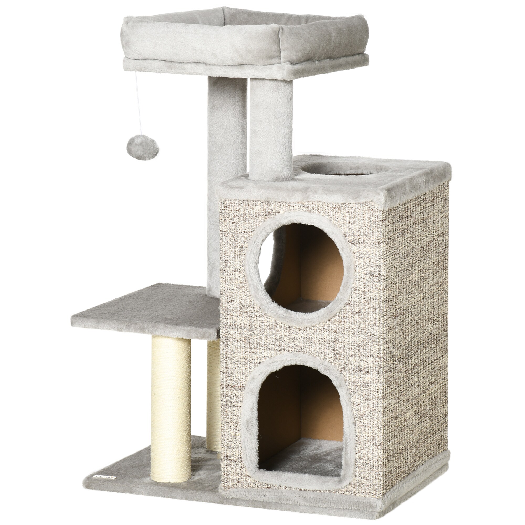 PawHut Kratzbaum mitKatzenhöhle grau 60L x 40B x 91H cm