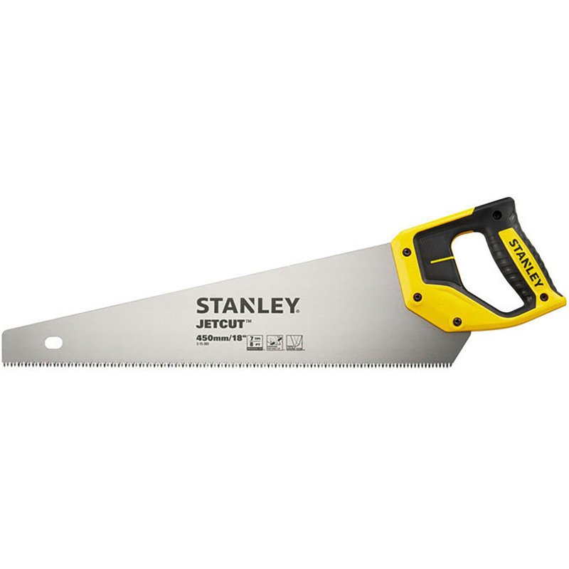 Scie égoïne Stanley Jetcut coupe moyenne section 45 cm, 7 dents/pouce