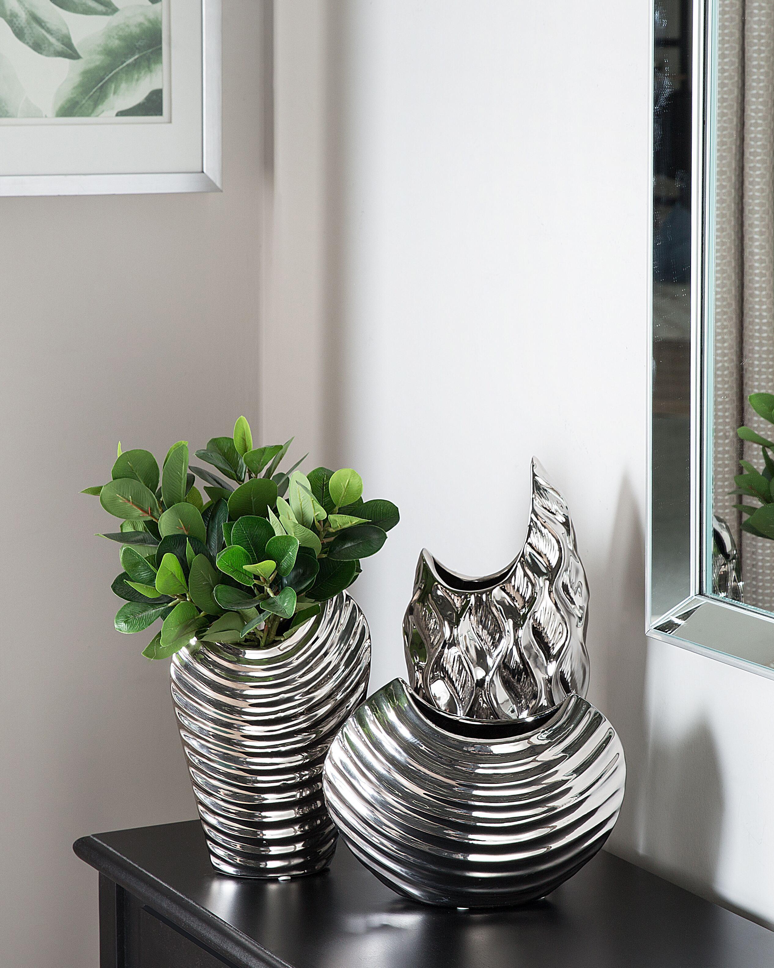 Decoratieve vaas ECETRA Steengoed 26 cm Zilver