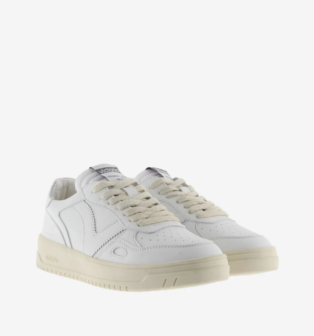 SEUL EFFET CUIR Baskets blanches unisexes BLANCO