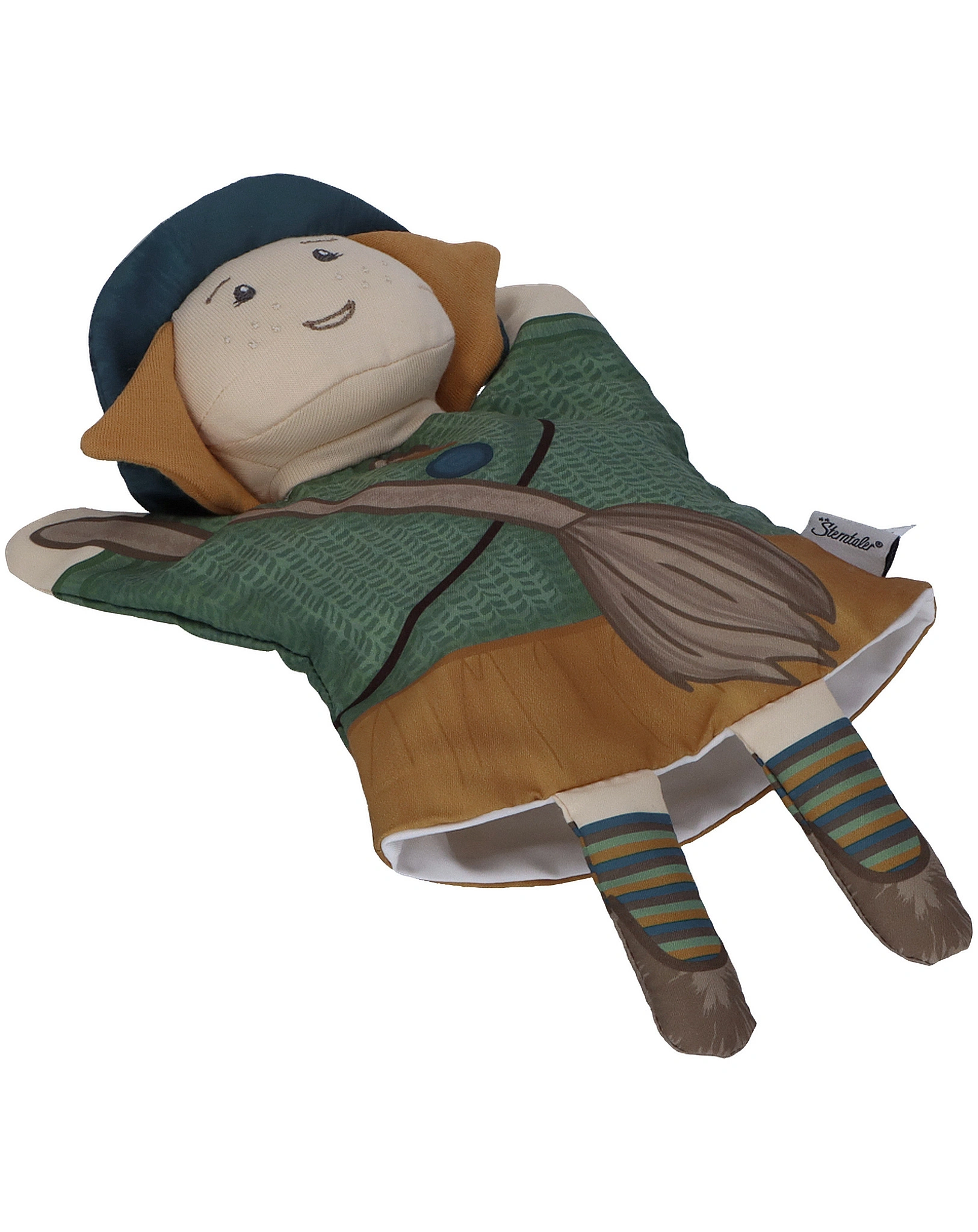 Handpuppe HEXE (38cm) in mittelgrün