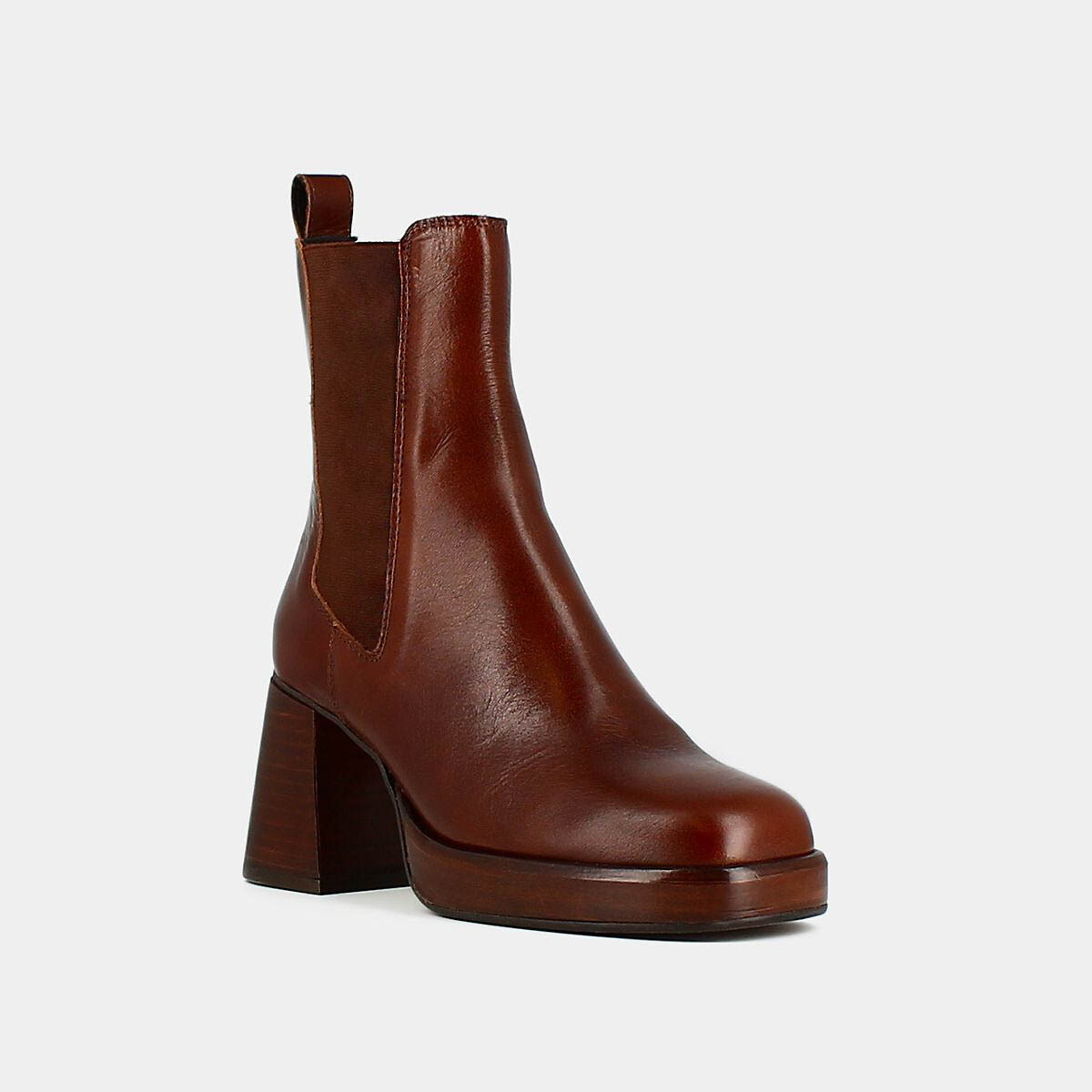 JONAK<br>Botas de tornozelo Becca em couro com sola plataforma elástica