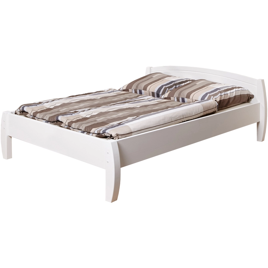 TiCAA Einzelbett Jasmin 140 x 200 cm Kiefer weiß