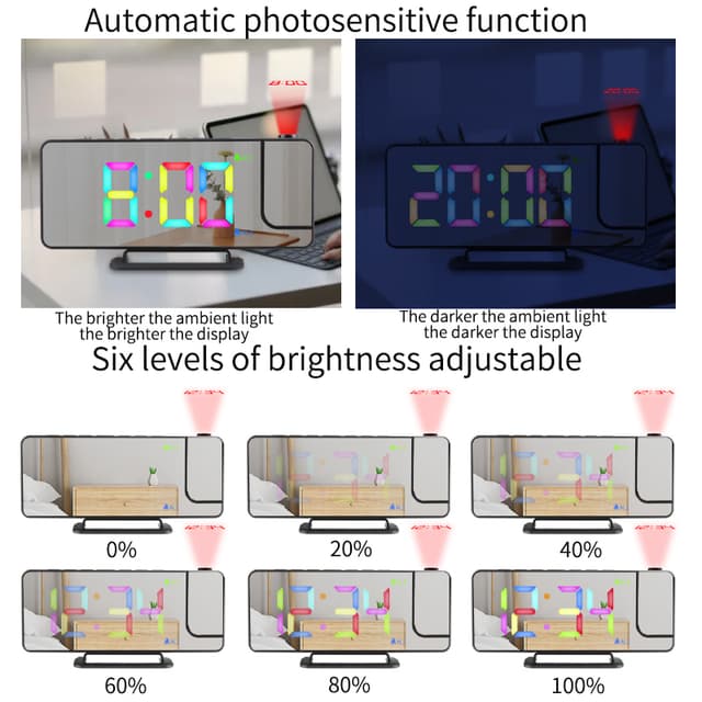 LED projektionsvækkeur