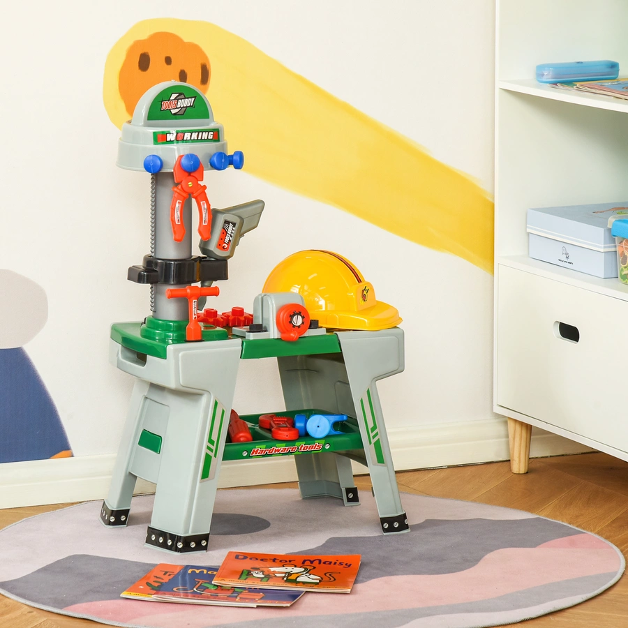 HOMCOM Kinder Werkbank Set mit 37 Zubehörteilen bunt