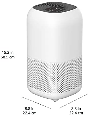 Amazon Basics   Purificateur d'air, Couvre jusqu'à 12 m², Filtres à air True HEPA et au charbon, CADR 100 m²/h, Élimine 99,97 % des allergènes (pollen, poussière, fumée), Prise européenne, Blanc : Cuisine et Maison