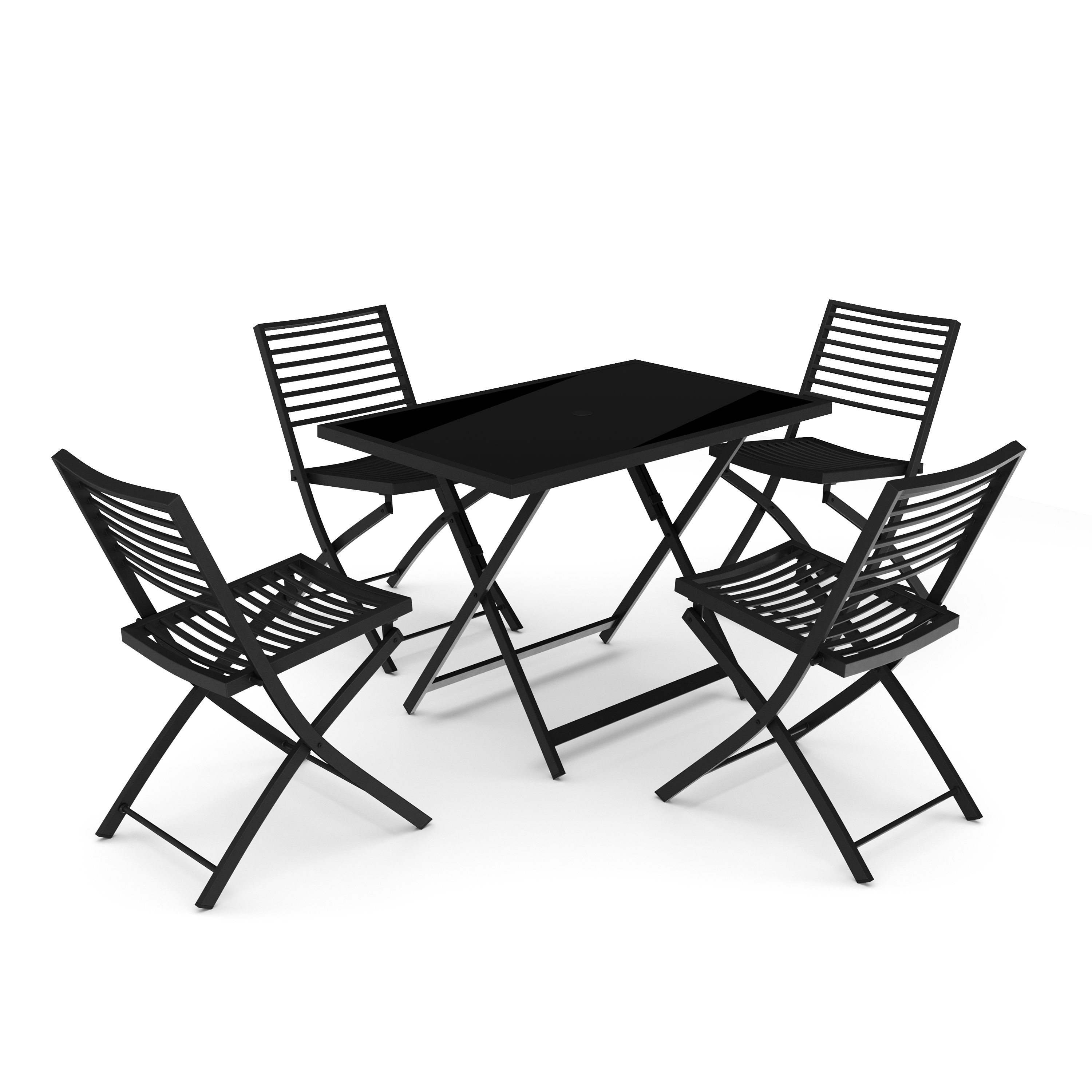 Gartenmöbel Set FABRICE mit Schirmloch schwarz