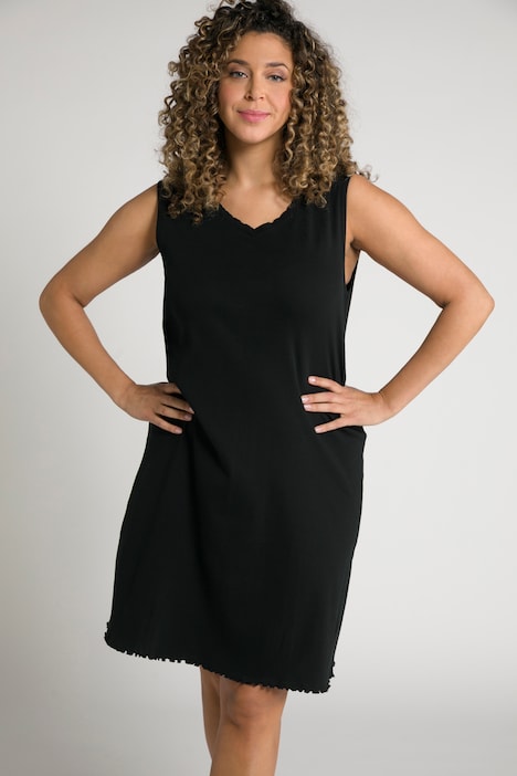 Kleid, Wellenkanten, A-Linie, Feinripp, Biobaumwolle