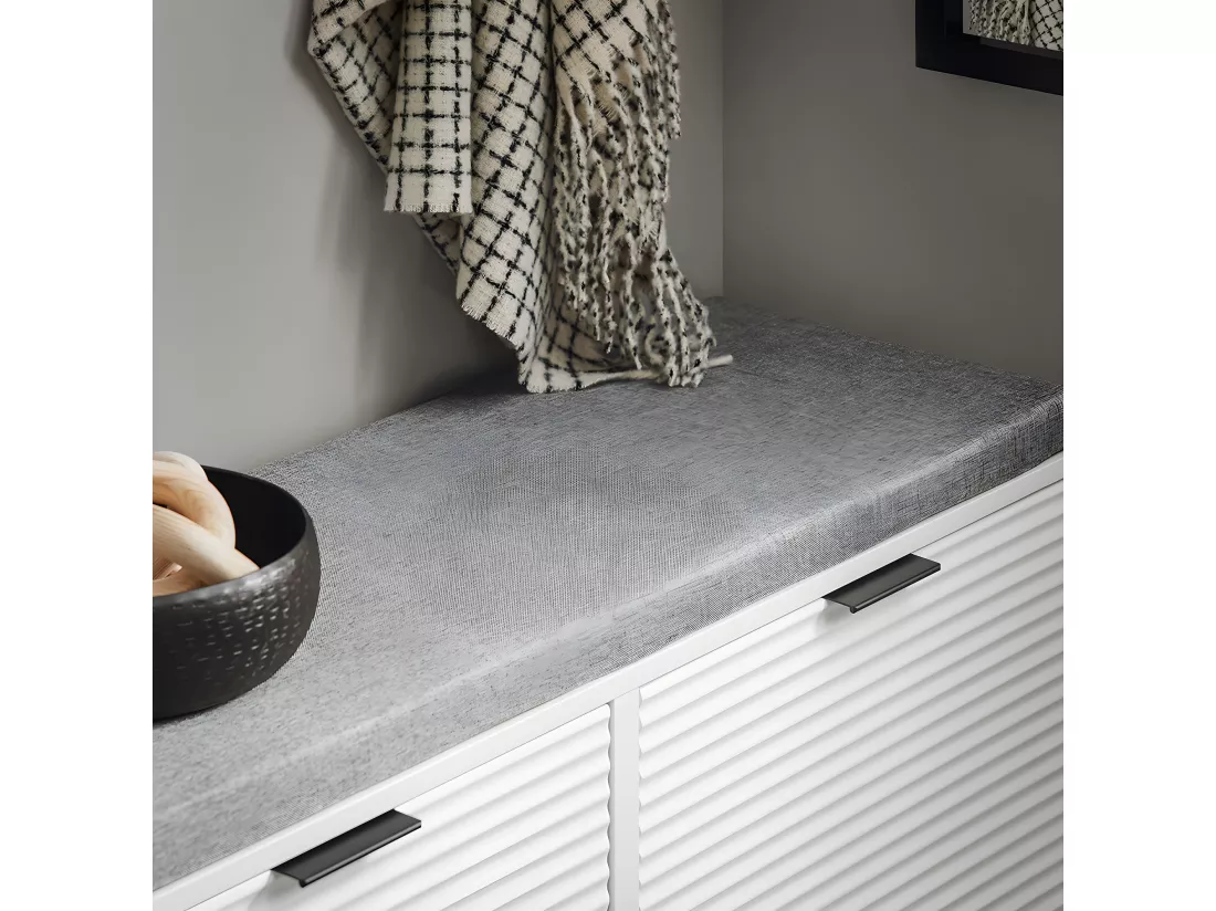 SoBuy Banc à Chaussures Banc d’Entrée Banc de Couloir Armoire à Chaussures avec 2 Abattants Meuble de Rangement pour Entrée avec Coussin Rembourré, 105 x 35 x 48 cm, Blanc, FSR147-W