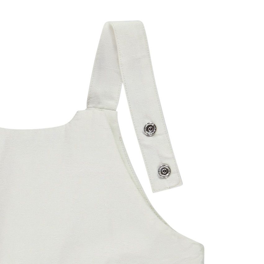 Salopette longue en toile avec détail argenté pour fille - Ecru