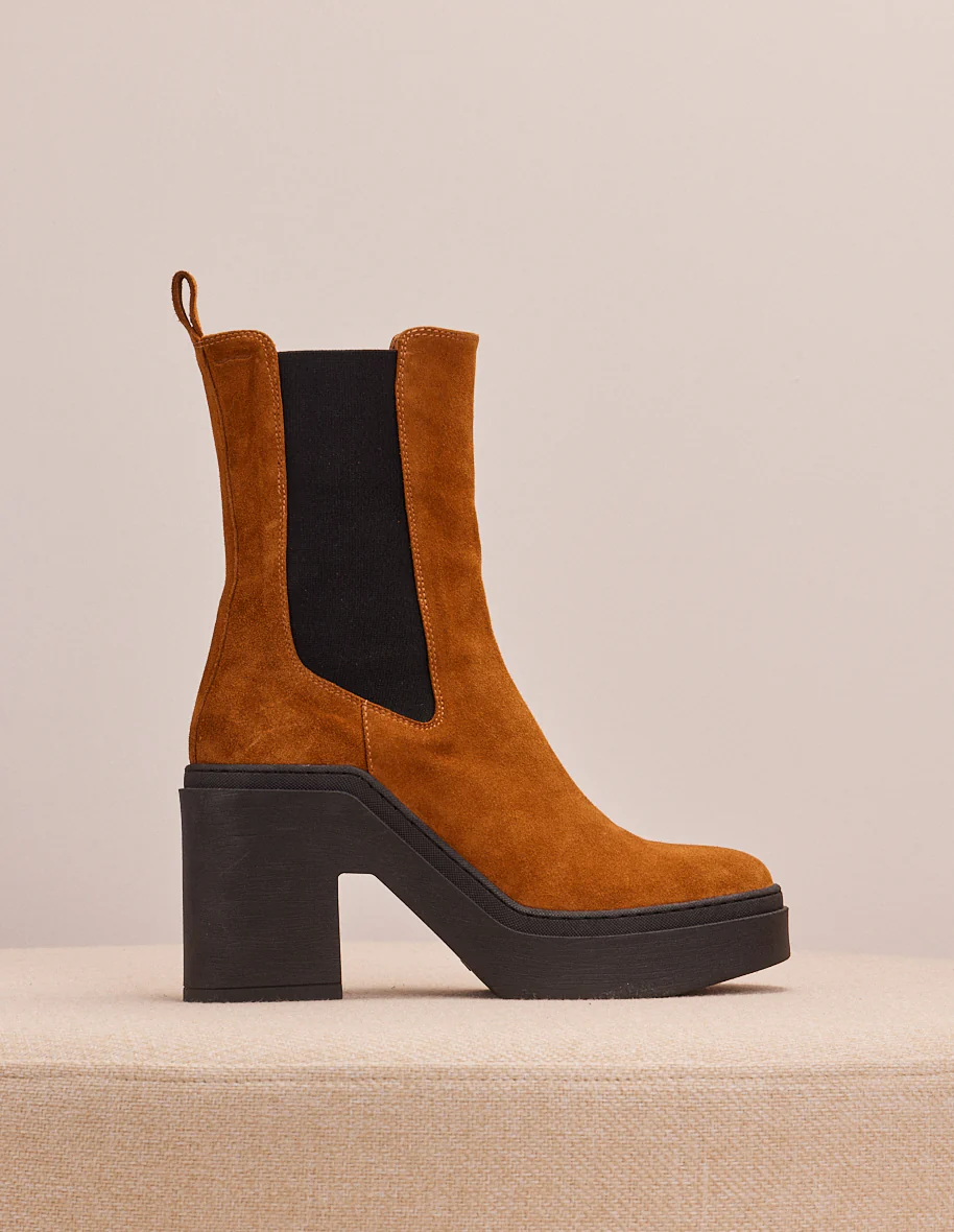 Bottines à talons Sophie - Suède ambre