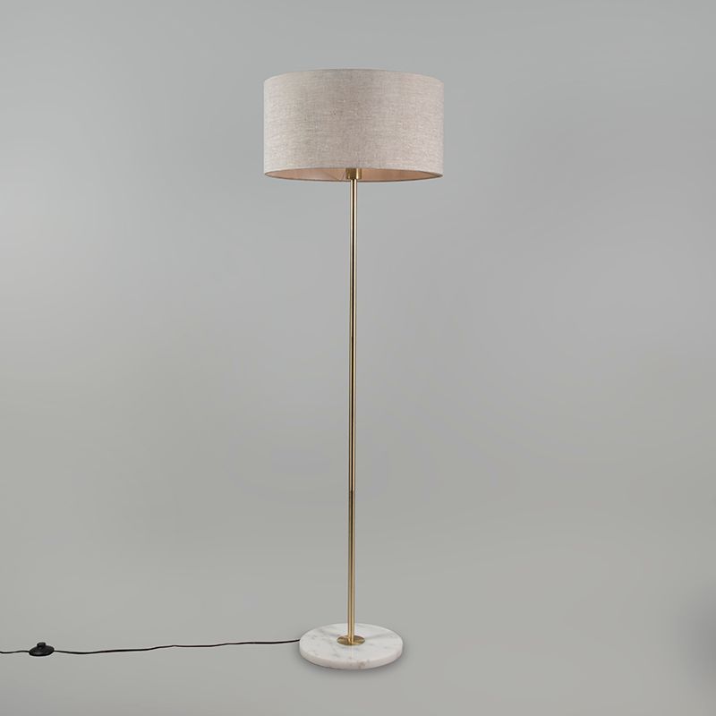 Vloerlamp messing met grijze kap 50 cm - Kaso