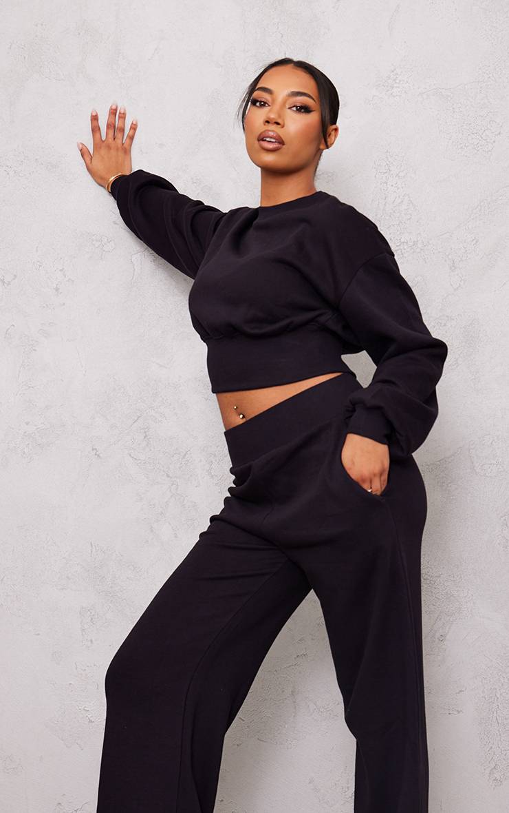 Noir Sweat-shirt Oversize Court Grande Taille
