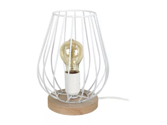 Lampe de chevet filaire bois bois blanc 25 cm.