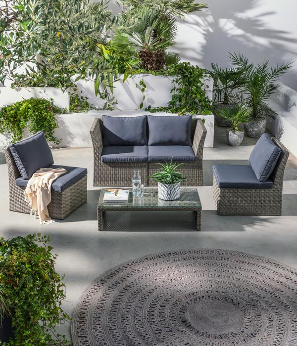 Dehner Geflecht-Lounge Rom, 4-teilig