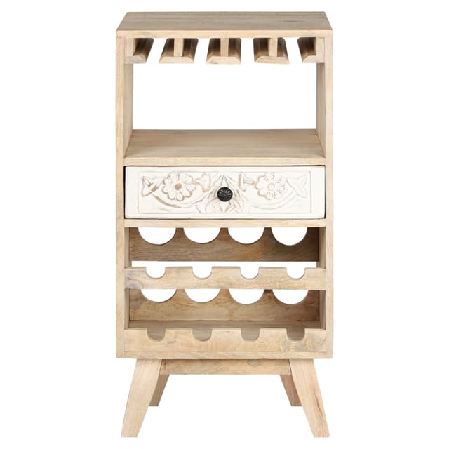 Womo Design Vinskab med glasmontering og skuffe, 45x90x40cm, unik, håndlavet,