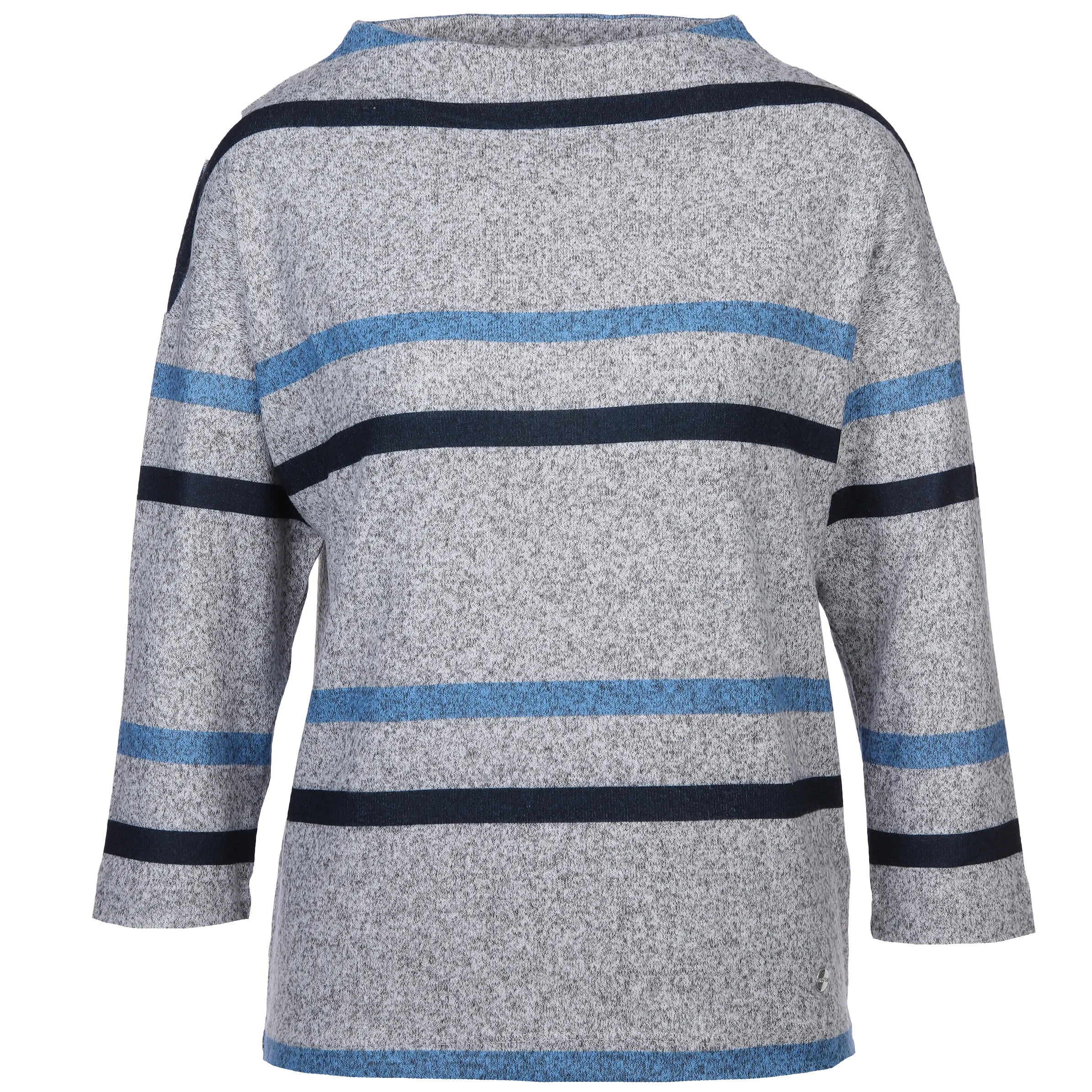 Damen Flauschshirt mit Streifen und 3/4 Arm