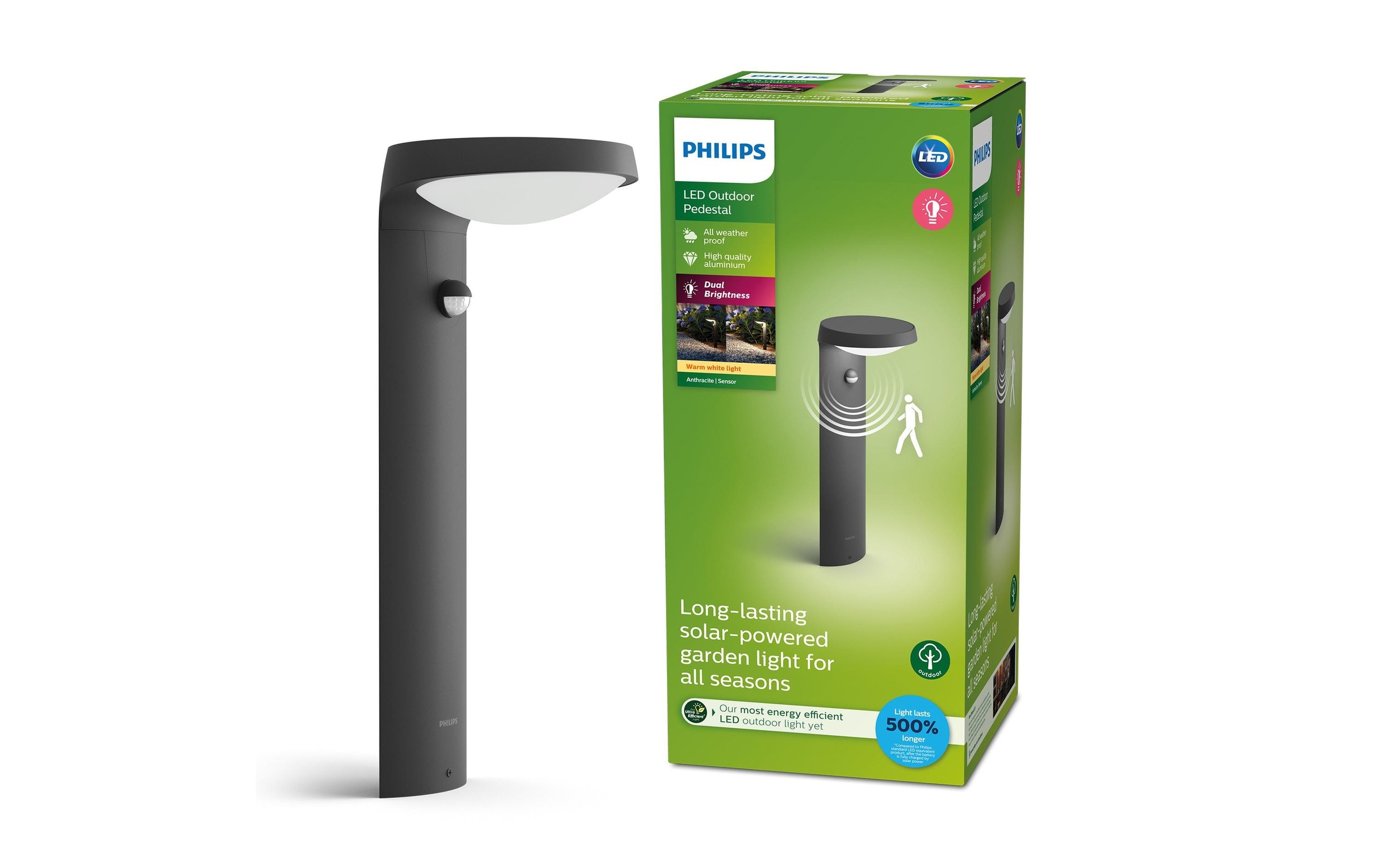 Philips Gartenleuchte »Tyla Ultra-Efficient anthrazit + Sensor« Warmweiss