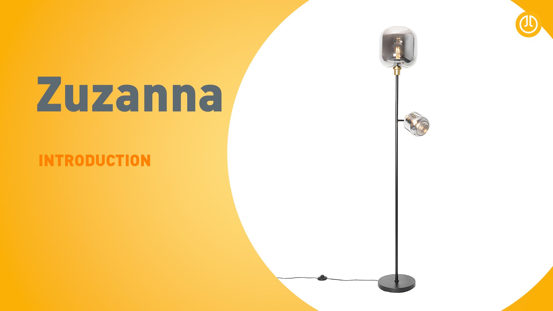 Vloerlamp zwart met goud met smoke glas 3-lichts - Zuzanna