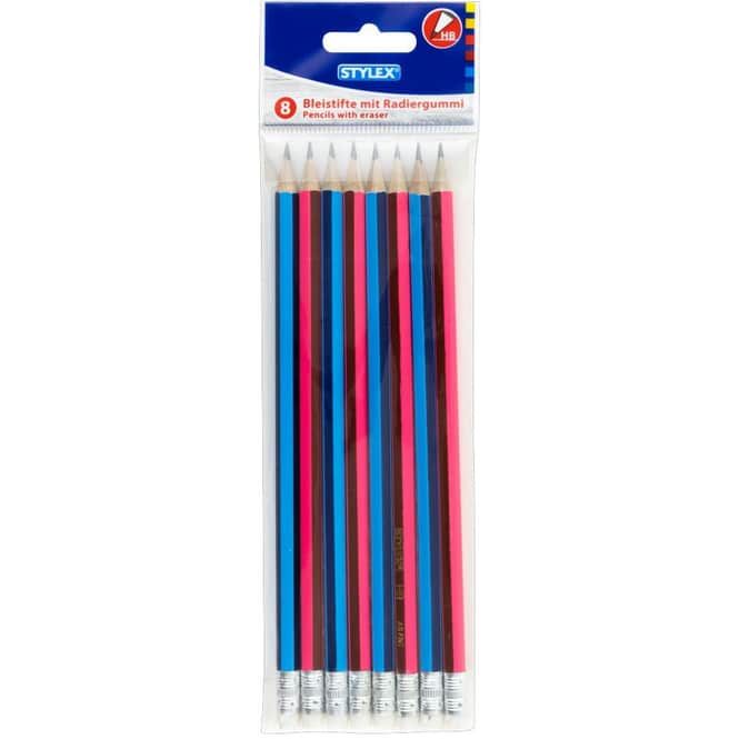 Stylex - Bleistifte mit Radiergummi - 8er Set
